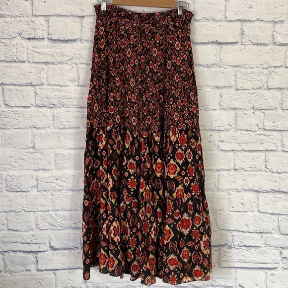 Gilner Farrar Andra stained glass print side slit maxi skirt medium - Picture 5 of 8
